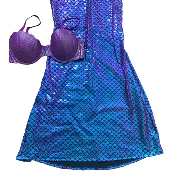SPIRIT HALLOWEEN Mermaid Dress Up 3 Piece Costume Purple/Pink Size Small 4-6 - Picture 5 of 8